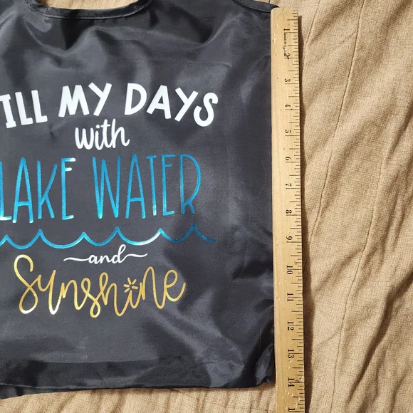 Beach Bag - 'Fill My Days with Lake Water and Sunshine' - Blue & Gold Handmade - Picture 6 of 6
